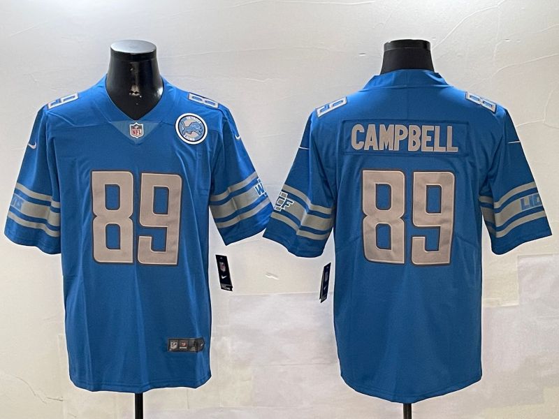 Men Detroit Lions 89 Campbell Blue three generations 2024 Nike Limited NFL Jersey style 01021
